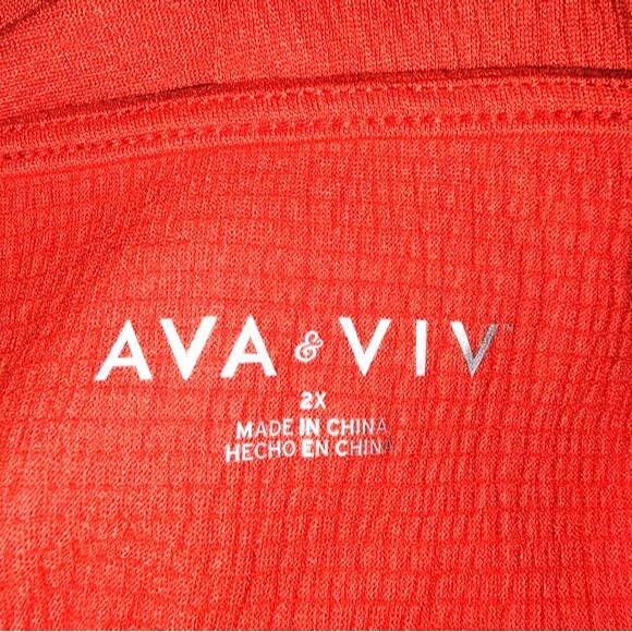 Ava & Viv NWOT Orange Long Balloon Sleeve Faux Wrap Dress Plus Size 2X - Picture 8 of 10